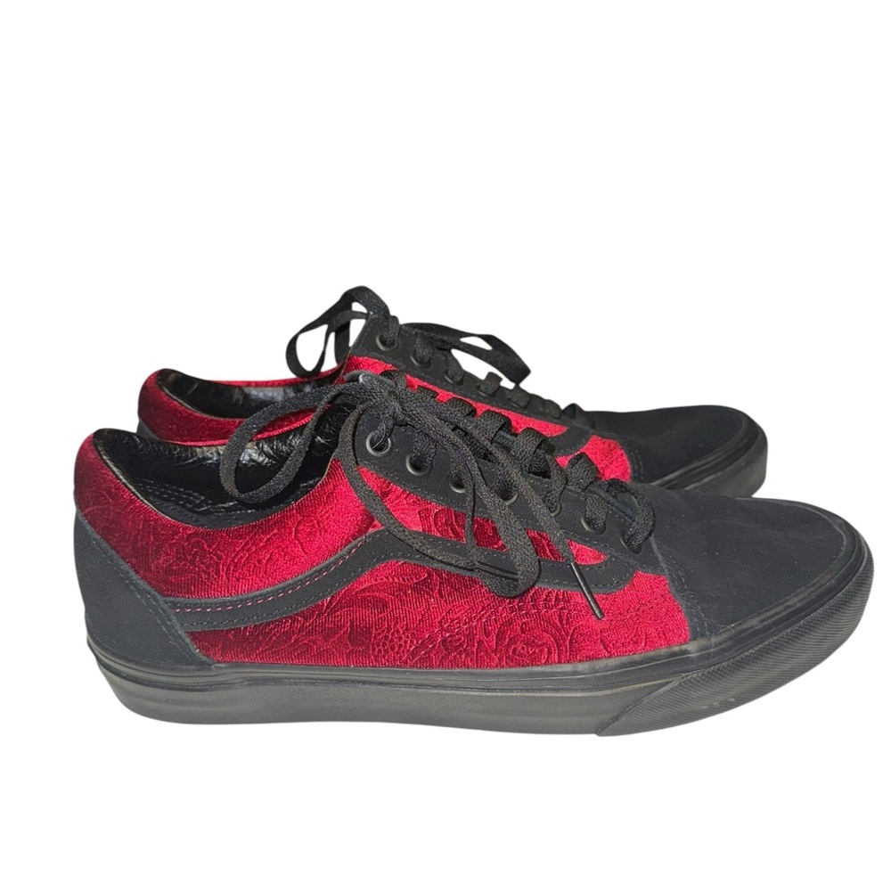 Vans Black and Red Velvet Women's Athletic Shoes - Picture 3 of 8
